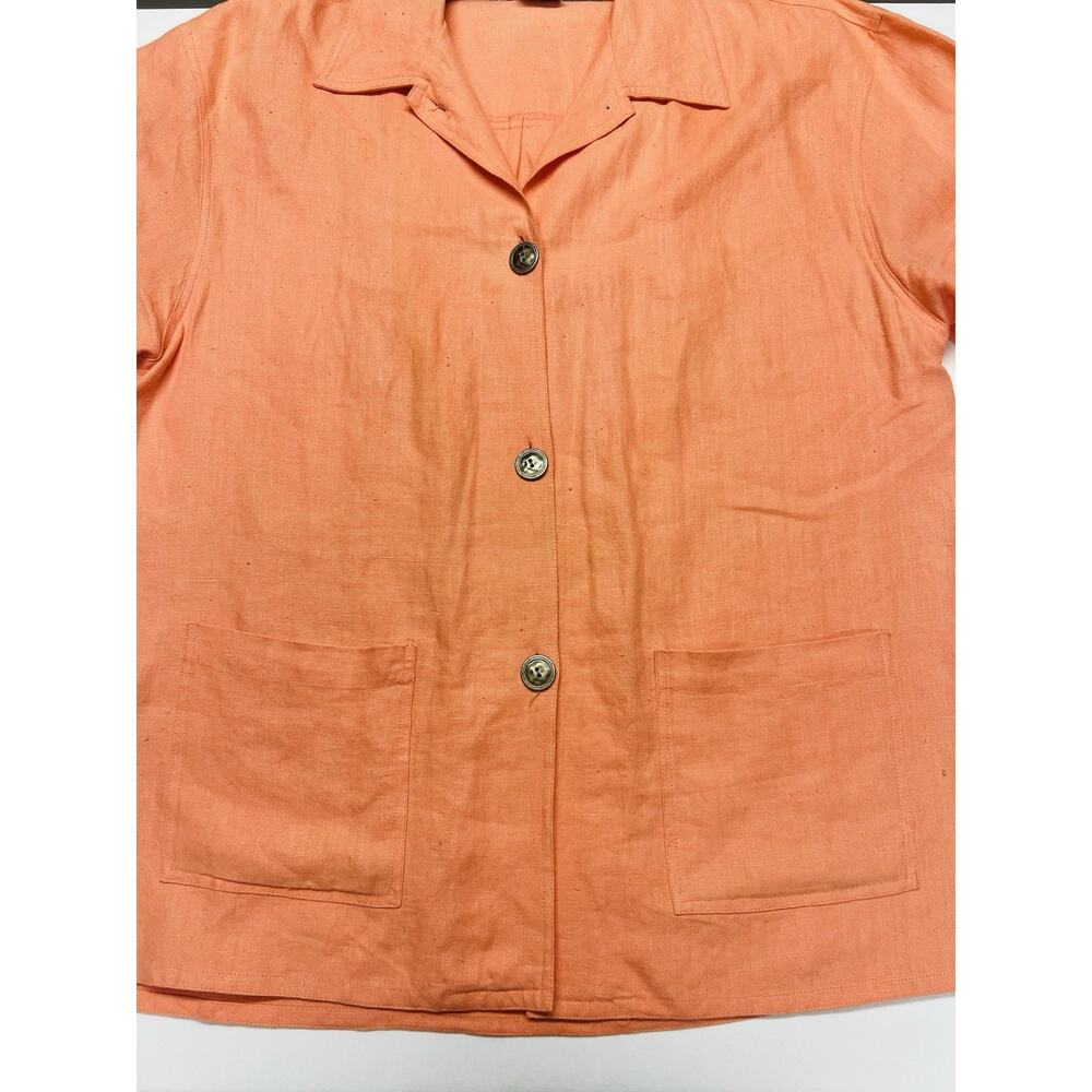 Vintage Studio JPR Womens 100% Linen Short Sleeve Button Down Shirt Coral Size L - Picture 7 of 9